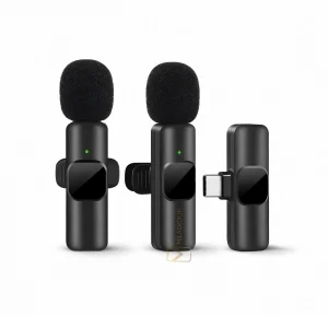 میکروفون یقه‌ای بی‌سیم مدل K9 Dual Type-C بسته 2 عددی مناسب تولید محتوا و ضبط صدا