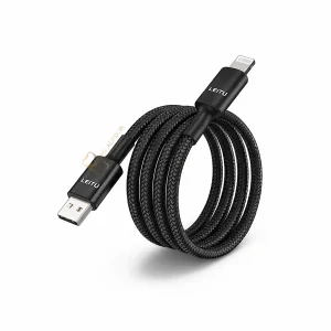 کابل شارژ اندروید LEITU DATA USB Micro Fast مشکی با روکش کنفی مقاوم