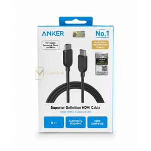 کابل HDMI 2.1 انکر مدل A8742 طول 1.8 متر با پشتیبانی از کیفیت 8K و 4K مناسب تلویزیون، مانیتور، PS5 و Xbox